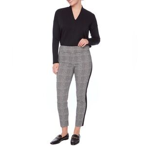 NWT TOP DESIGNER BLACK PLAID ANKLE PANTS BUILT IN TUMMY CONTROL-0/XS
